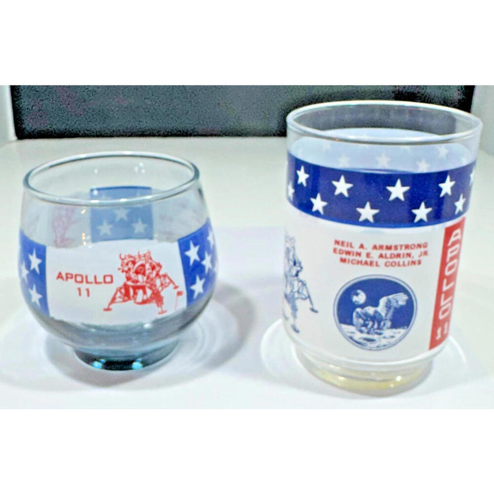 Libbey NASA Apollo 11 Glasses – Man on the Moon – Neil Armstrong MCM Space 1969